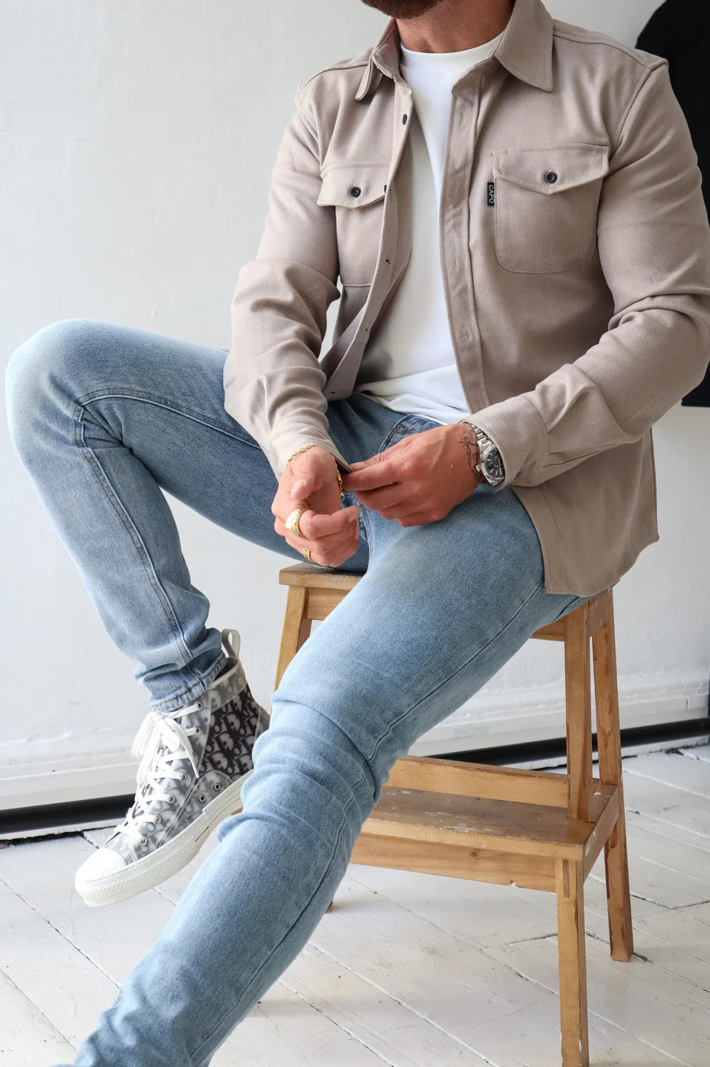 Capo premium look OVERSHIRT COLOUR Stone