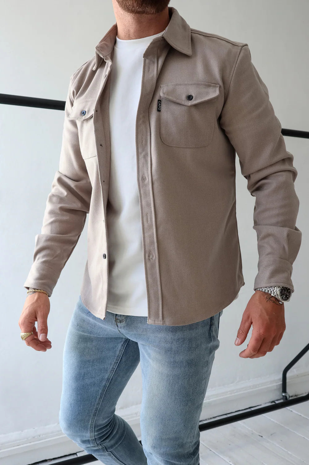 Capo premium look OVERSHIRT COLOUR Stone
