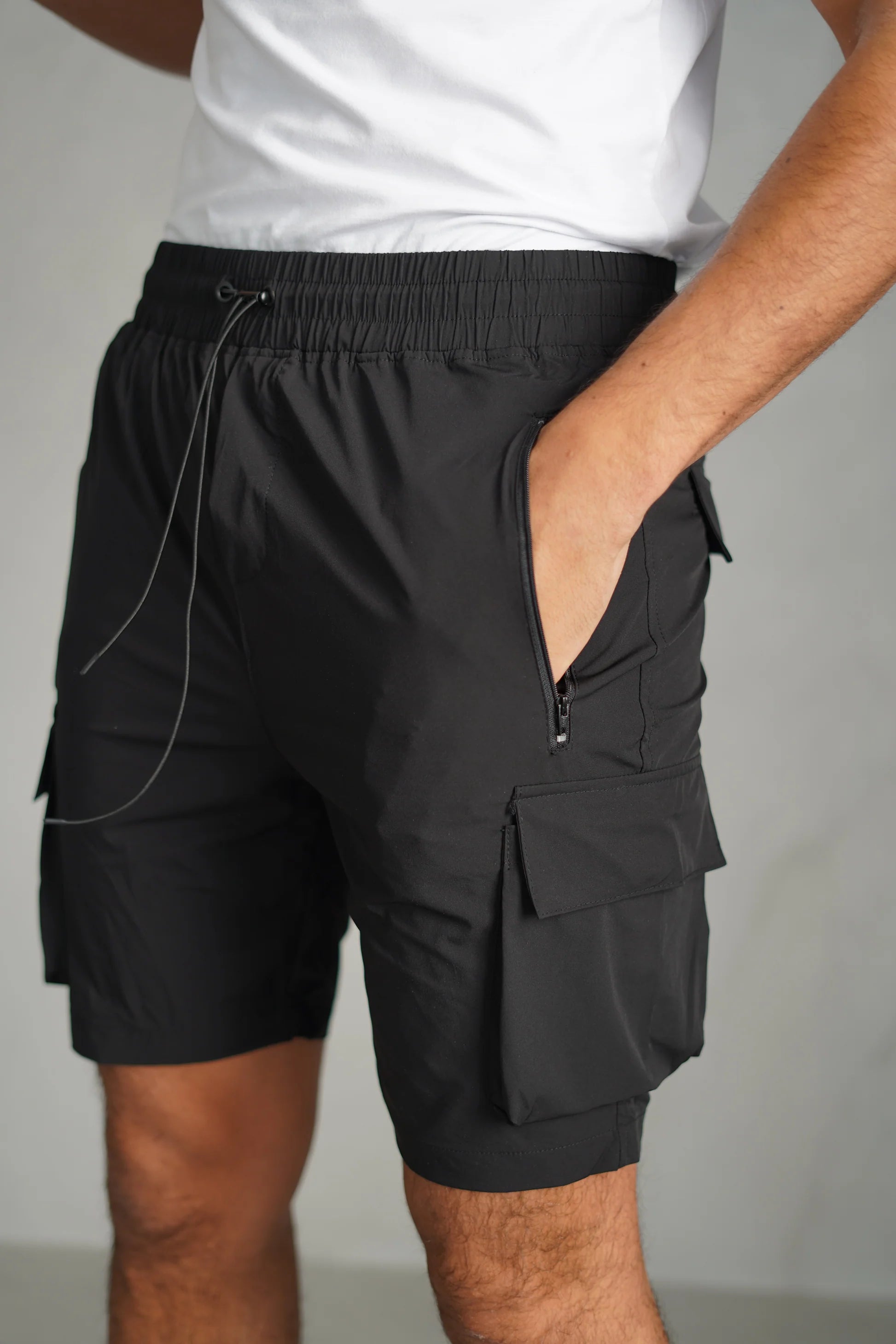 Capo UTILITY aesthetic fitting Cargo Short COLOUR Black