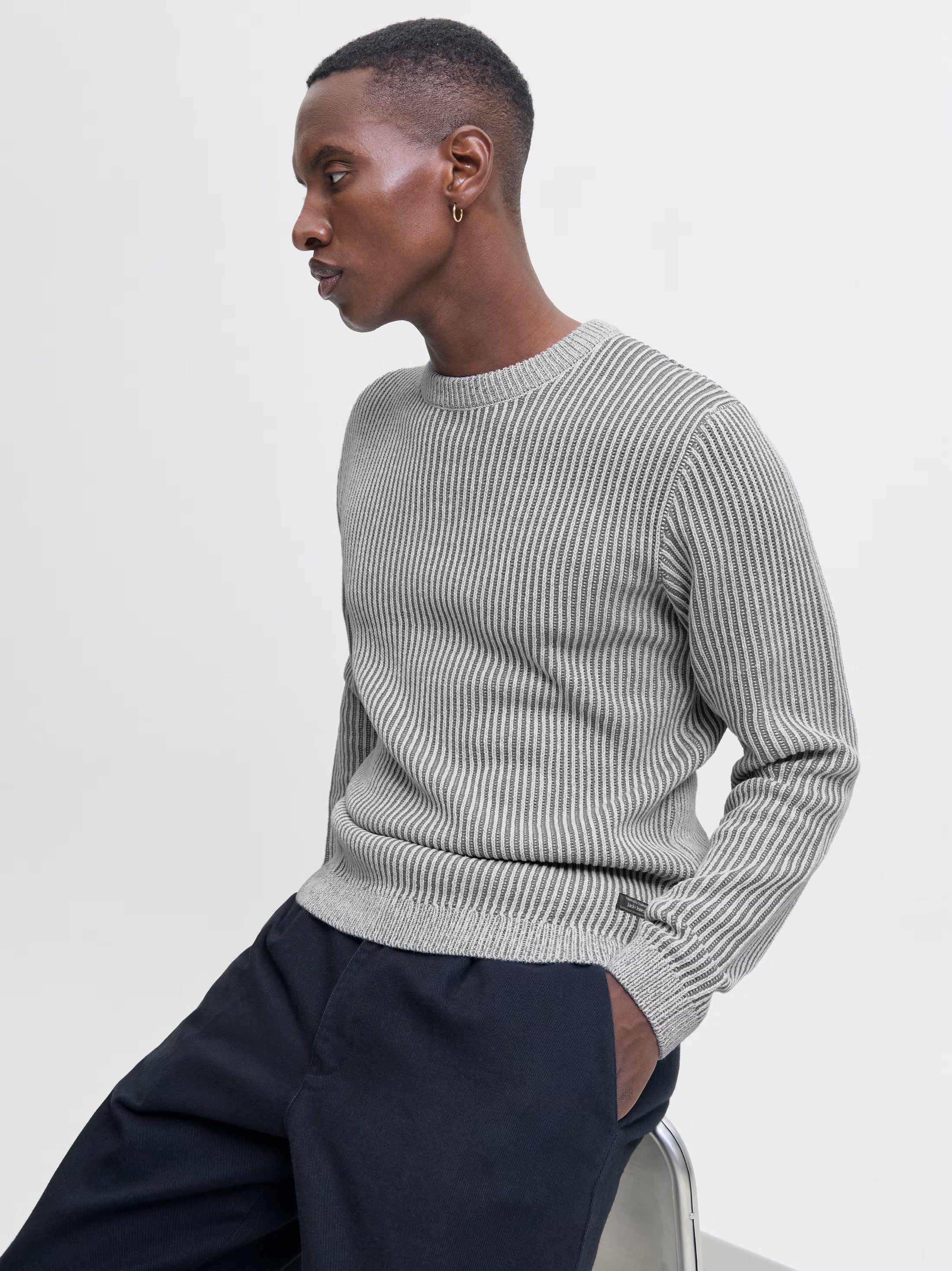 Jack&Jones Dover Plain Knitted pullover in Grey / Light Grey Melange