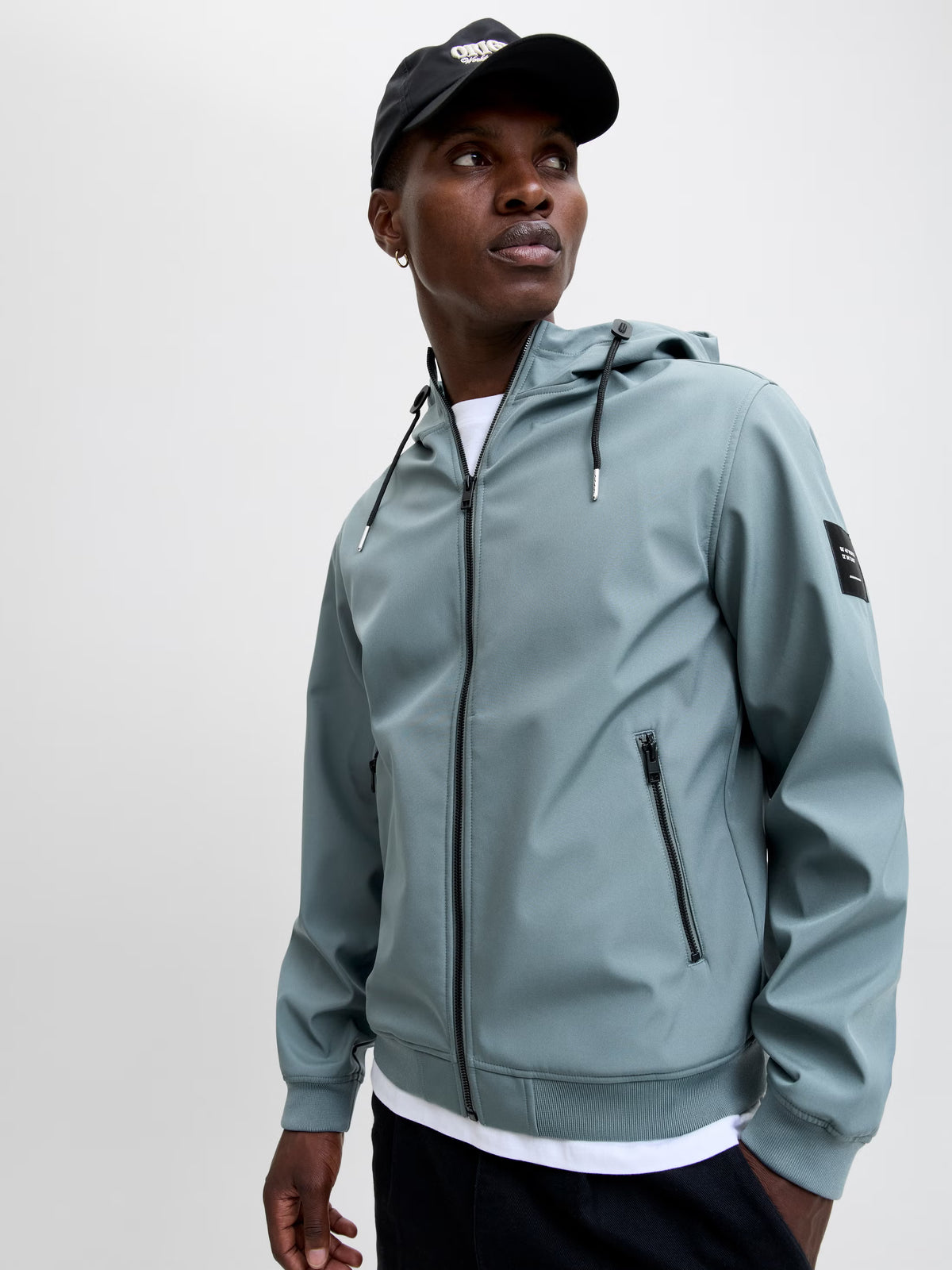 Jack&Jones Basic Softshell Hooded Jacket in STORMY WEATHER