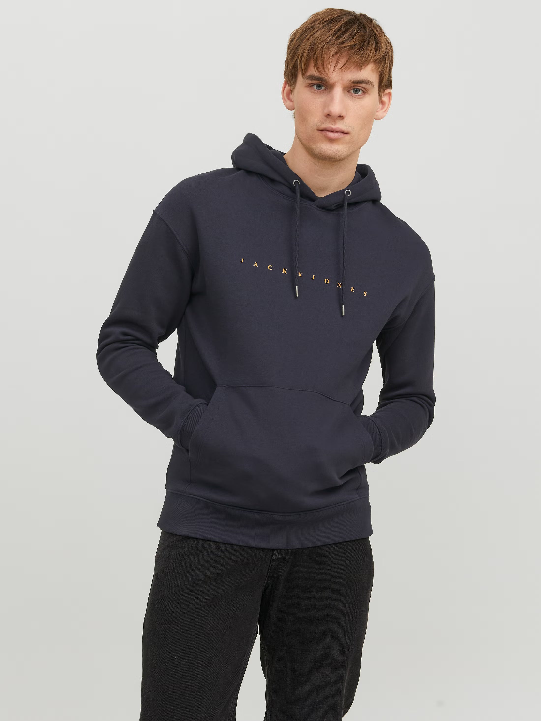 Jack&Jones Star Logo Hoodie in Blue / Dark navy