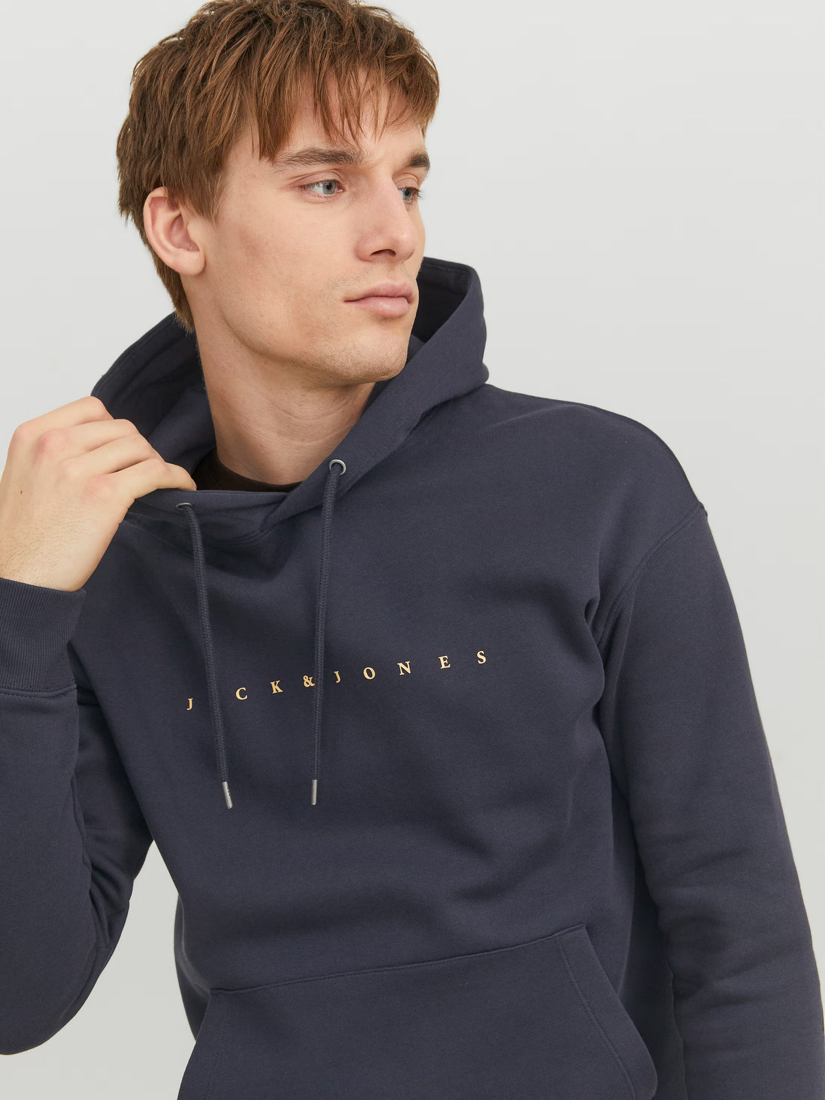 Jack&Jones Star Logo Hoodie in Blue / Dark navy