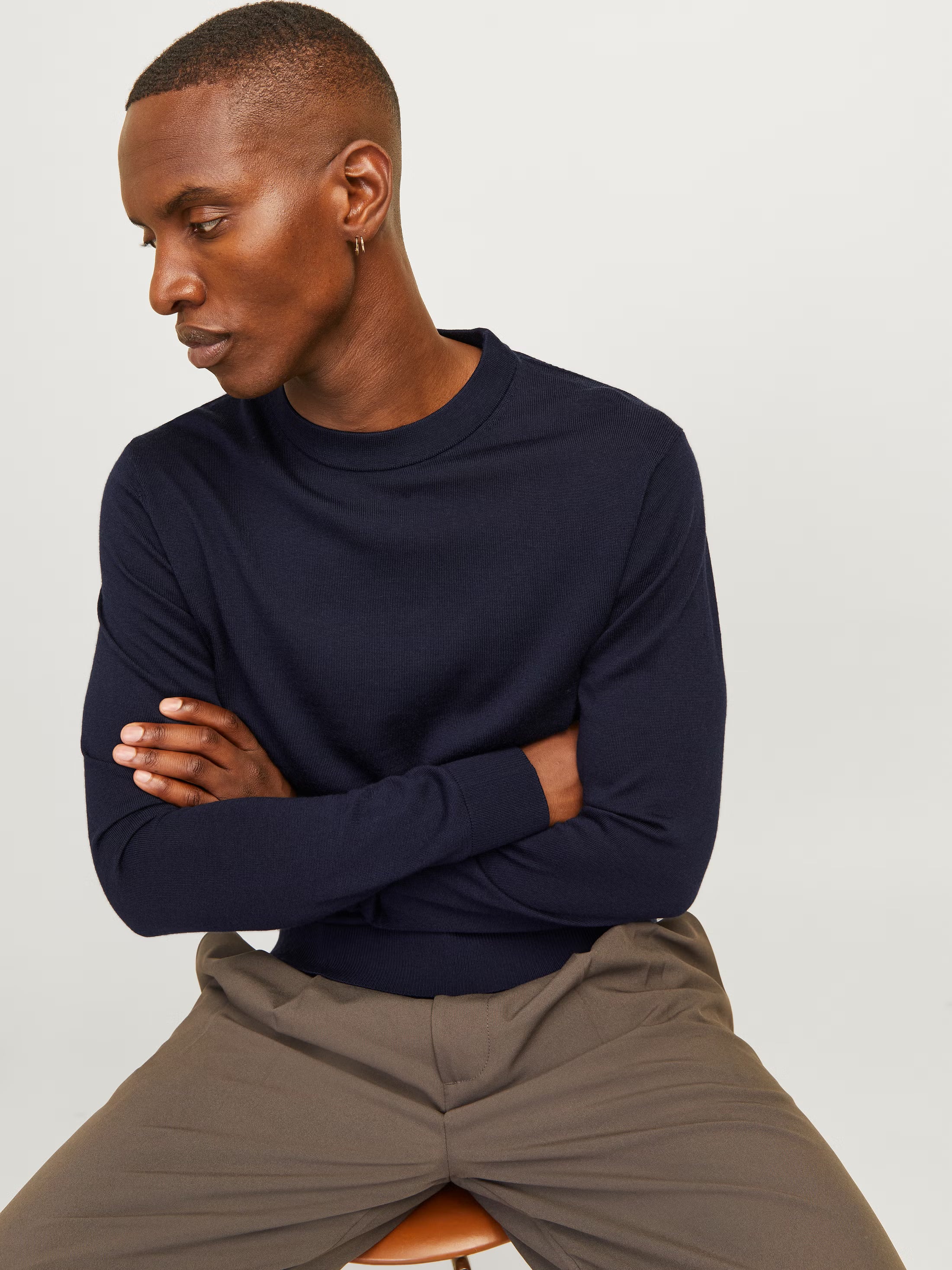 Jack&Jones Milano Plain Knitted pullover Crew Neck NIGHT SKY