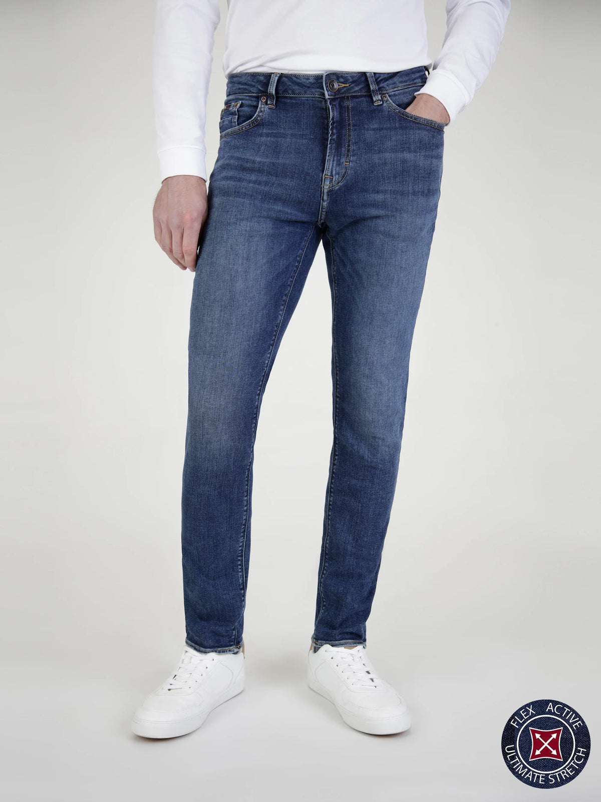 Mish Mash 1984 Tapered Fit Flex Active Mid Wash Denim Jean