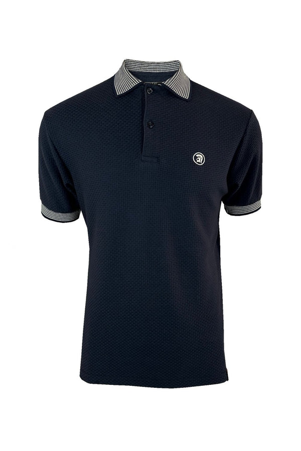 TROJAN Basket Weave Polo with jacquard collar and cuffs TR/8870 - NAVY