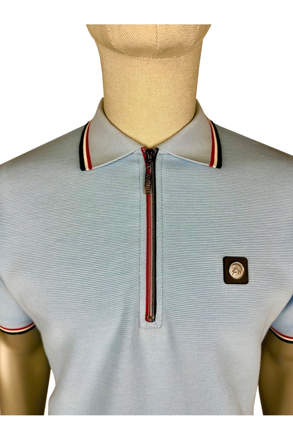 Trojan Ottoman Rib Zip Polo TR/9070 POWDER BLUE