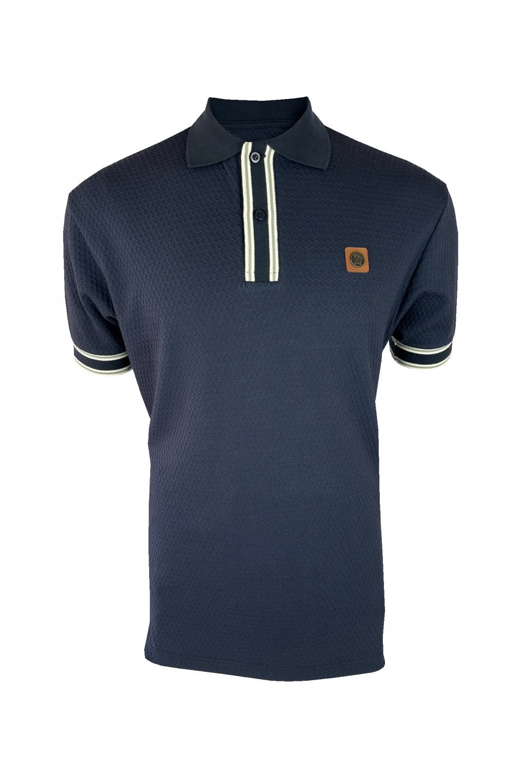 TROJAN Textured Stripe Rib Polo TR/9081 - NAVY