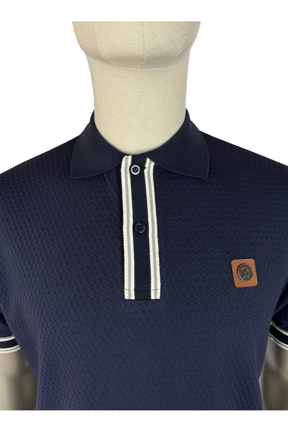 TROJAN Textured Stripe Rib Polo TR/9081 - NAVY