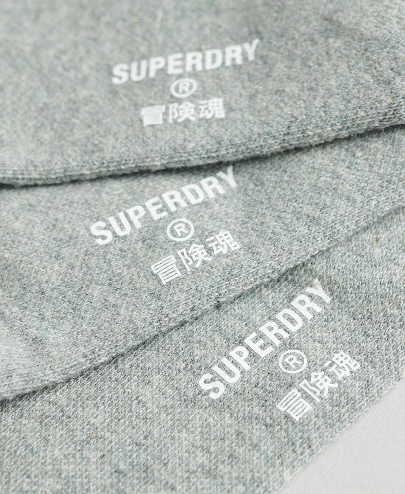 Superdry Unisex Organic Cotton Trainer Sock 3 Pack - GREY MARL
