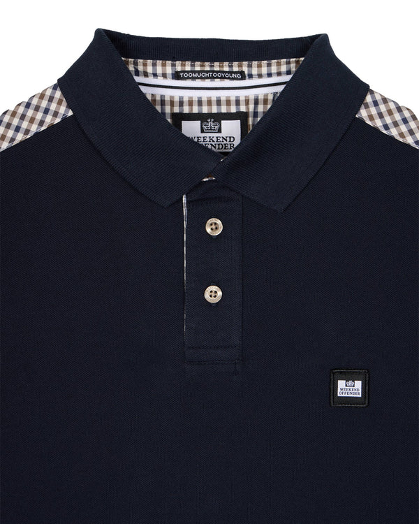 Weekend Offender Jacobs House Check detail polo shirt - NAVY