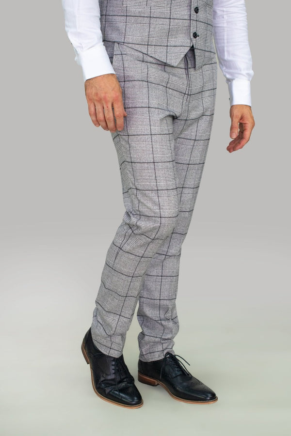 HOUSE OF CAVANI Ghost Slim Fit Tweed Check Trousers - GREY