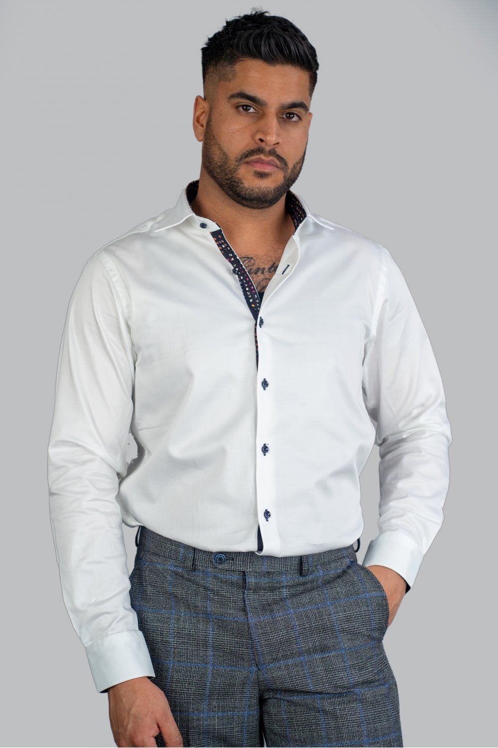 cavani dress shirts HOUSE OF CAVANI Dress Shirt 15,5 31 Mens Blue White Pattern