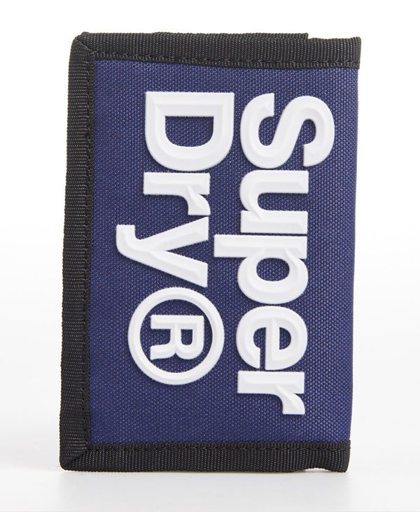 Superdry Mens Velcro Logo six card slots coin pocket logo Wallet in Downhill Blue
