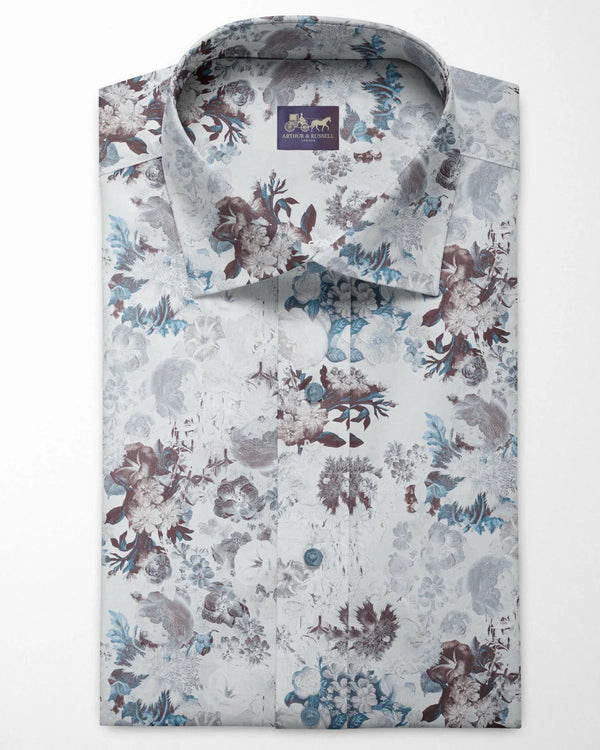 Arthur & Russell Freddie Floral bloom print shirt 713 WHITE