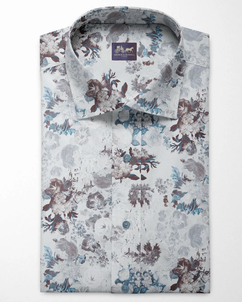 Arthur & Russell Freddie Floral bloom print shirt 713 WHITE
