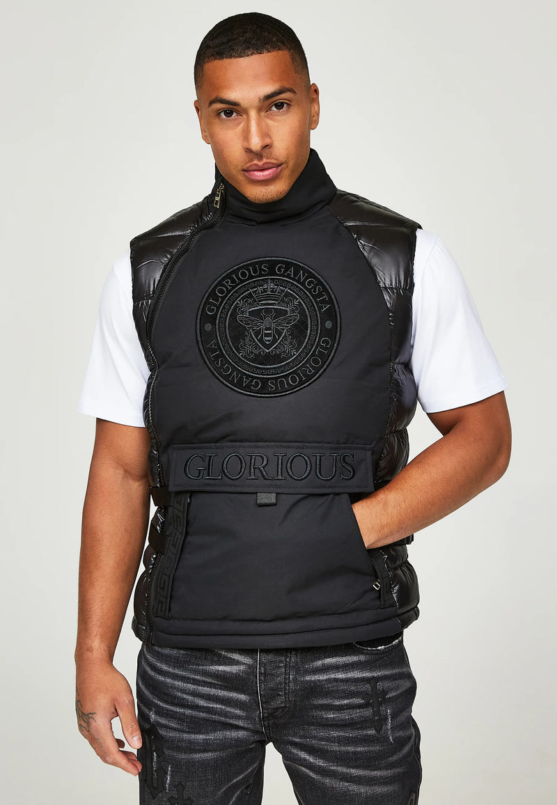 Glorious Gangsta BAZOR GILLET Waistcoat Black DesignerMenswear