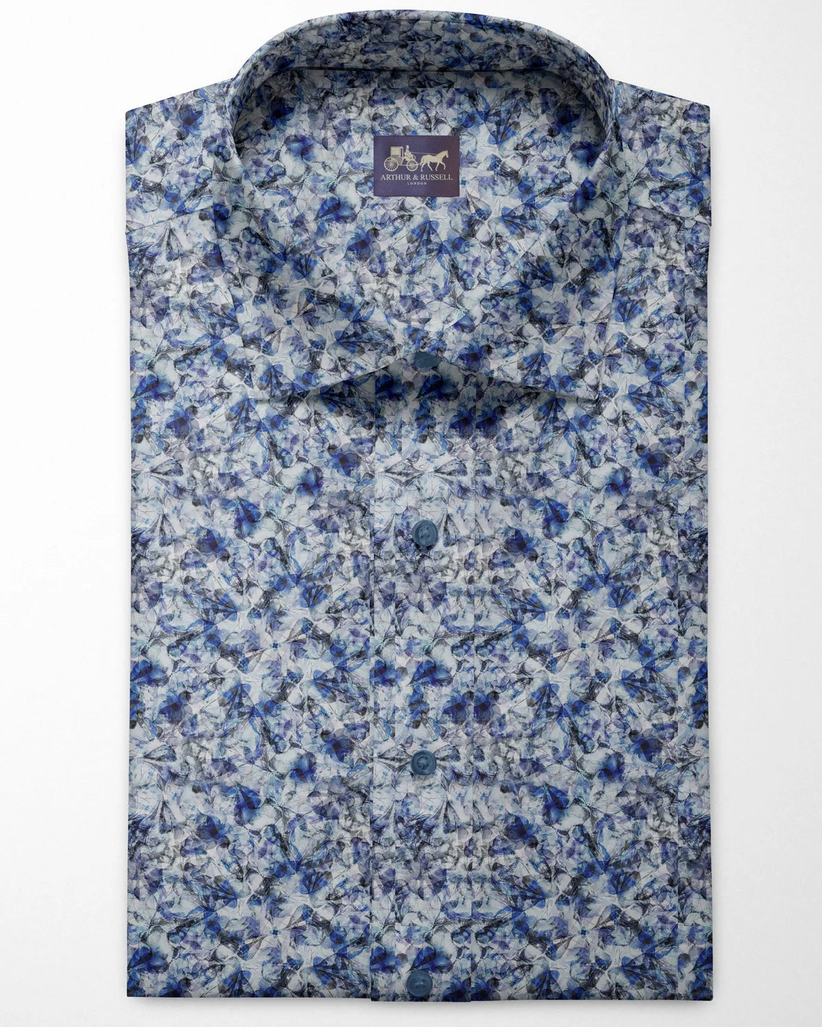 Arthur & Russell marvin floral watercolor print shirt Sh719 BLUE