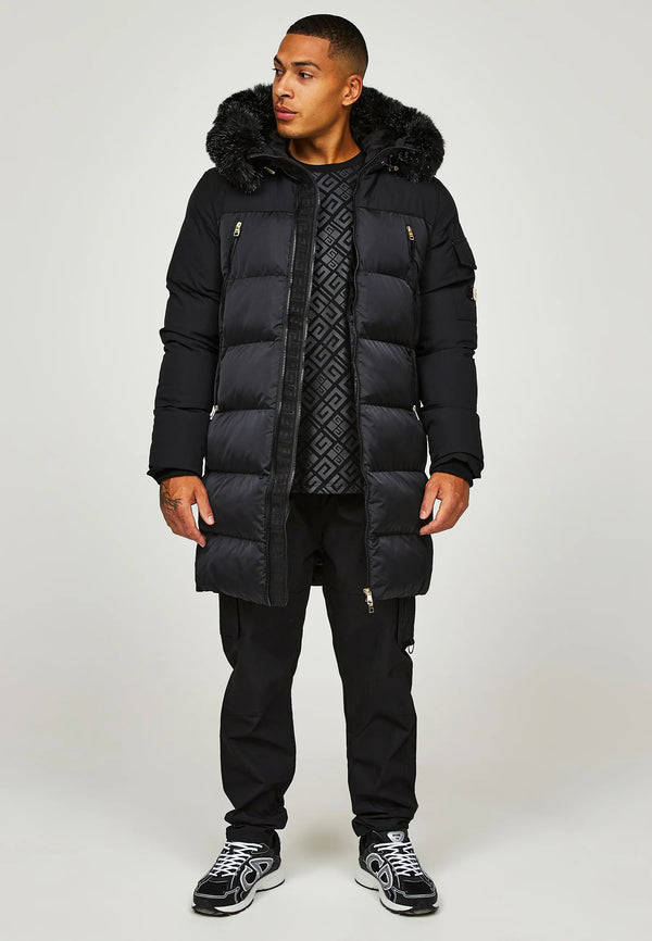 Glorious Gangsta BALZOR LONGLINE PUFFER JACKET - Black