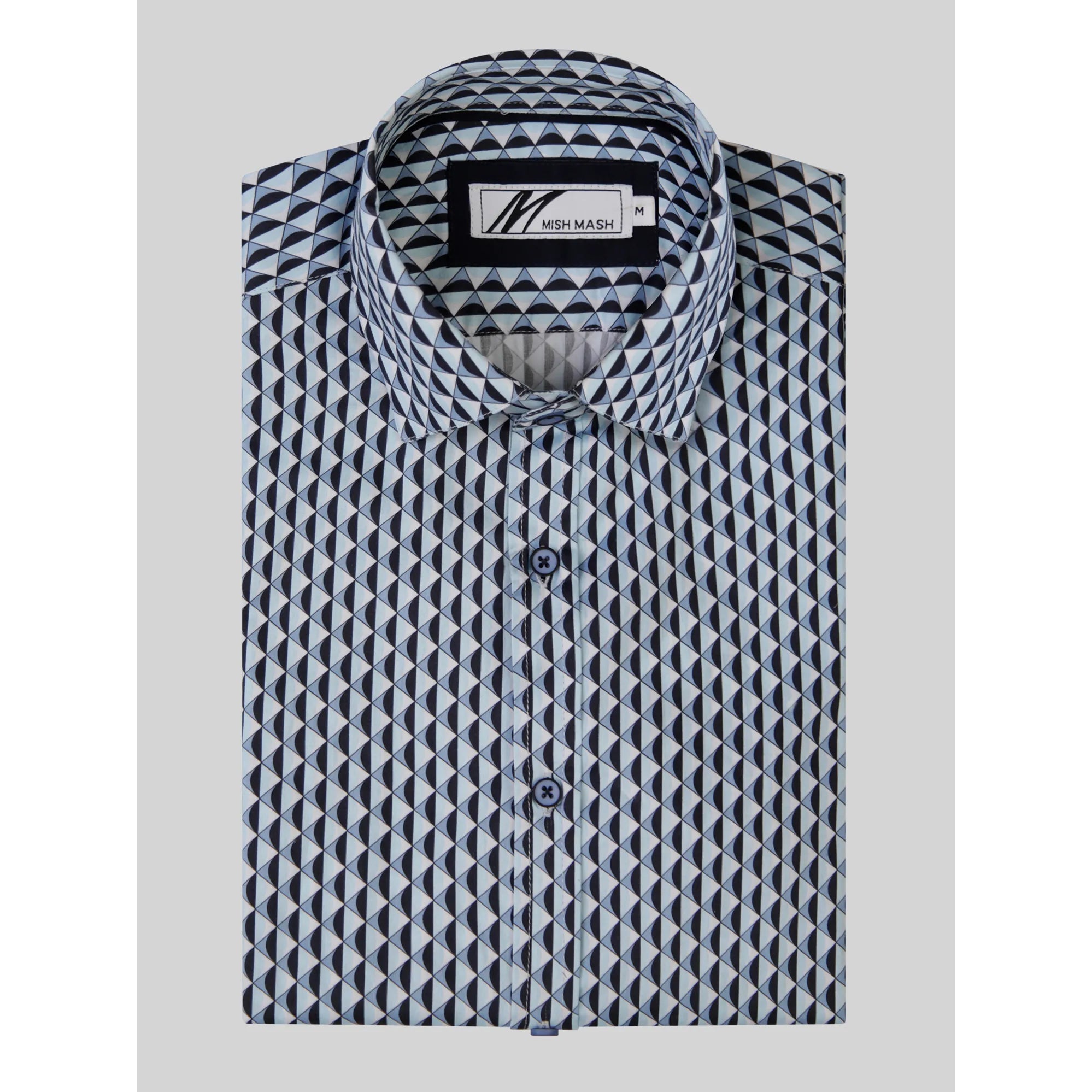 Mish Mash Trento Geometric Print Short Sleeve Shirt Blue