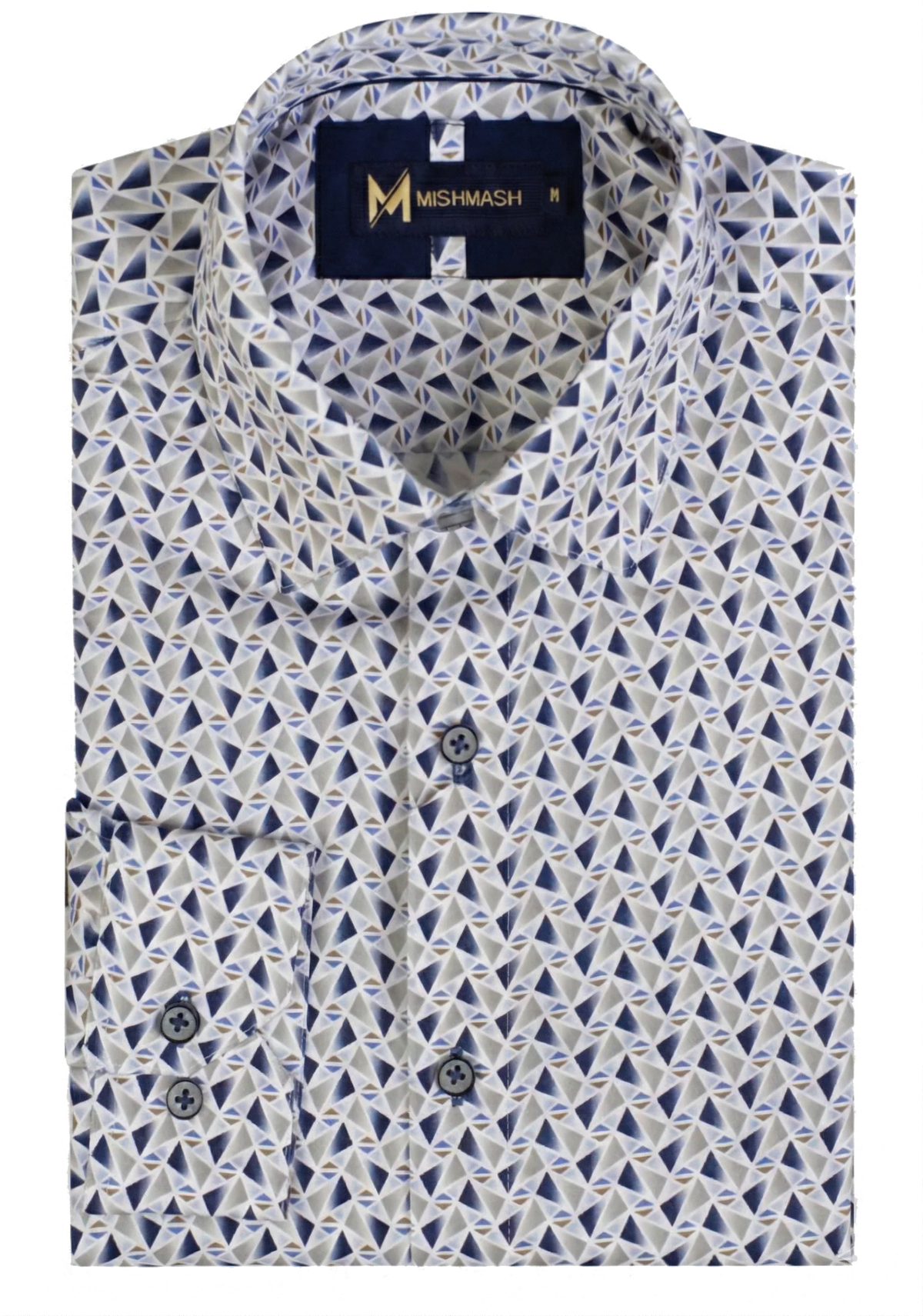 Mish Mash Stalactite White & Navy Long Sleeve Shirt