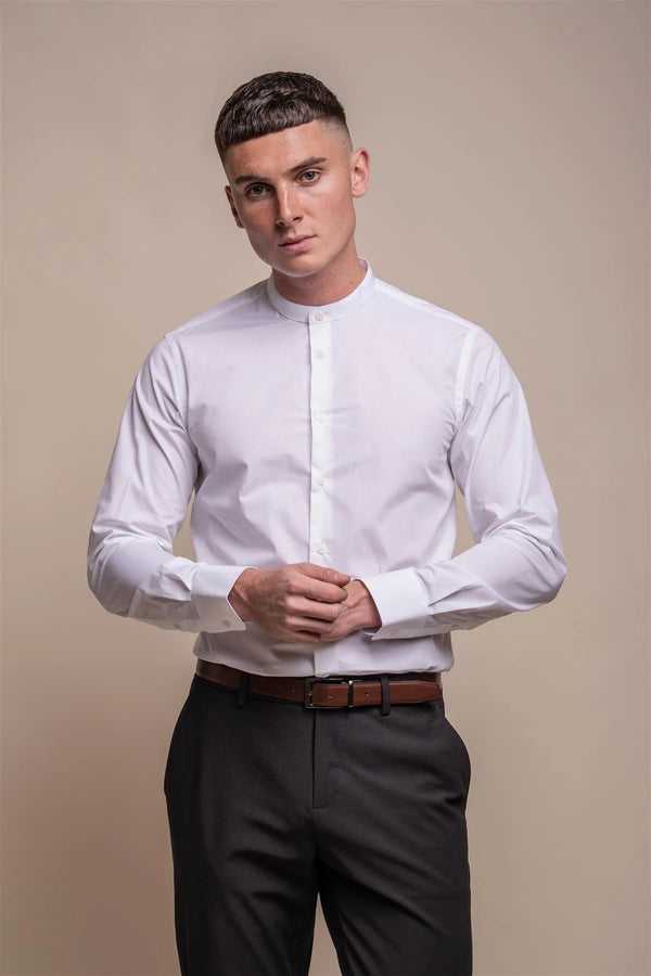 House of Cavani Nicalo Grandad Shirt - White