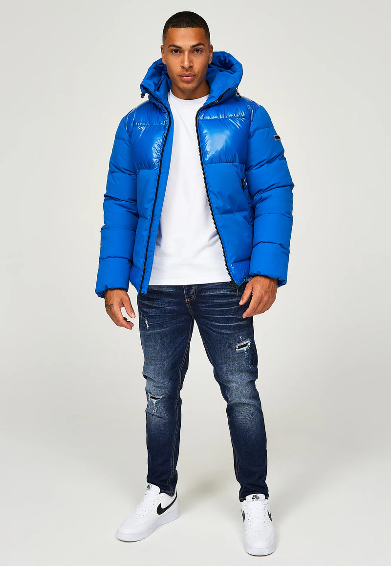 Kings Will Dream MONTARO HIGHSHINE MIX SHORT PUFFER JACKET - BLUE