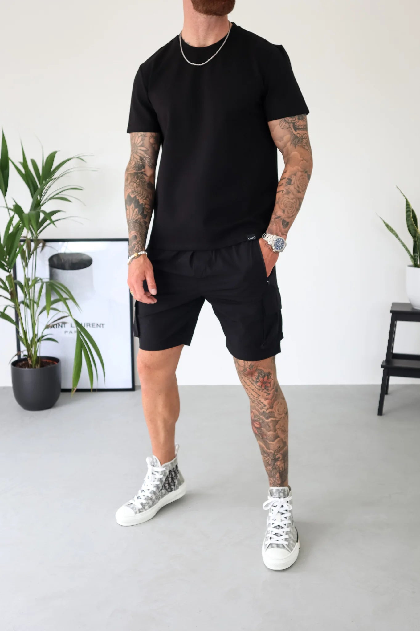 Capo UTILITY aesthetic fitting Cargo Short COLOUR Black