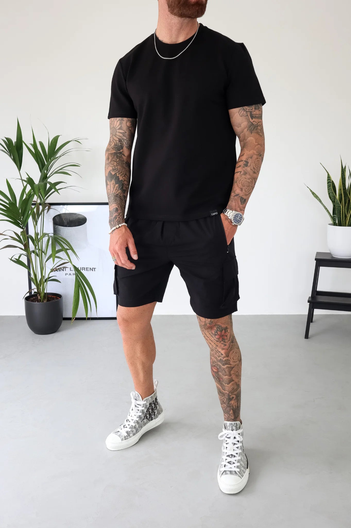 Capo UTILITY aesthetic fitting Cargo Short COLOUR Black