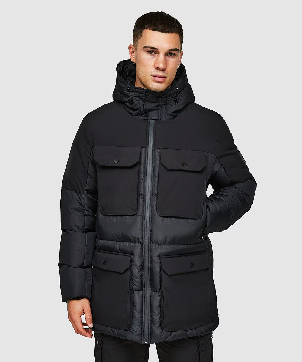 Alessandro Zavetti Marchetti Puffer Parka Jacket JET BLACK