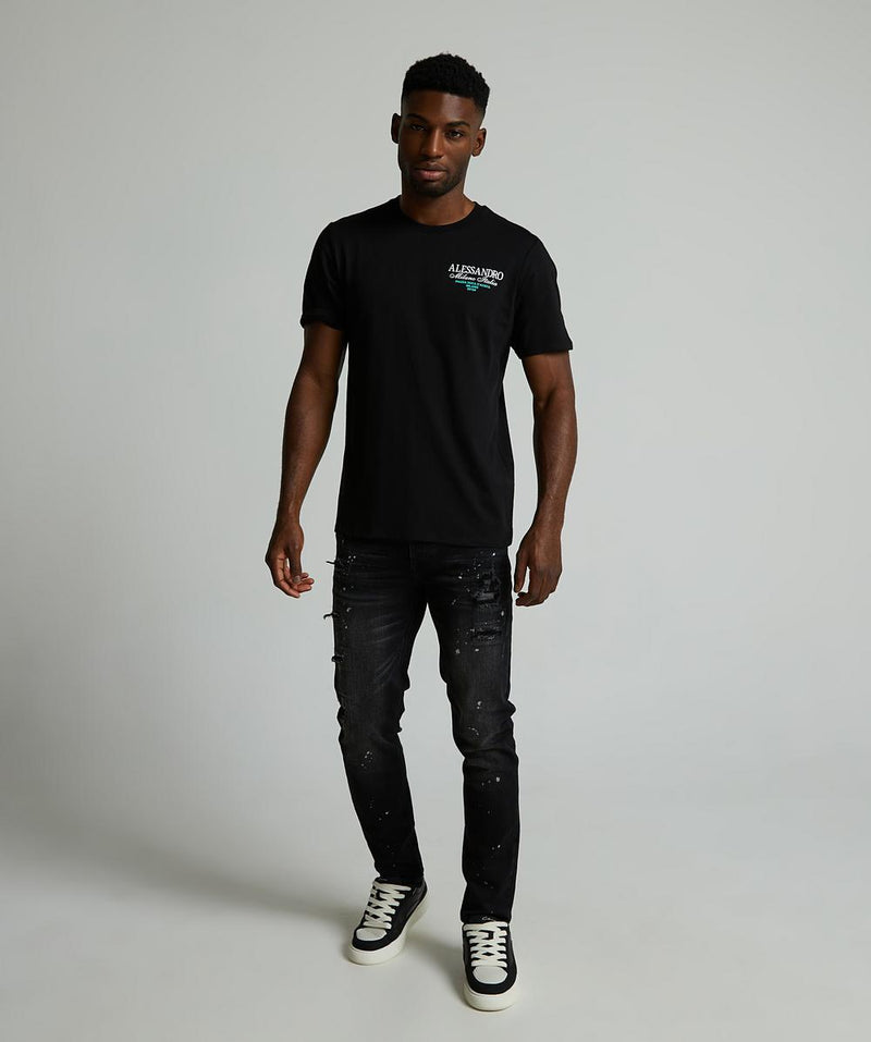 Alessandro Zavetti Montanelli T-Shirt JET BLACK / WHITE / TIFFANY