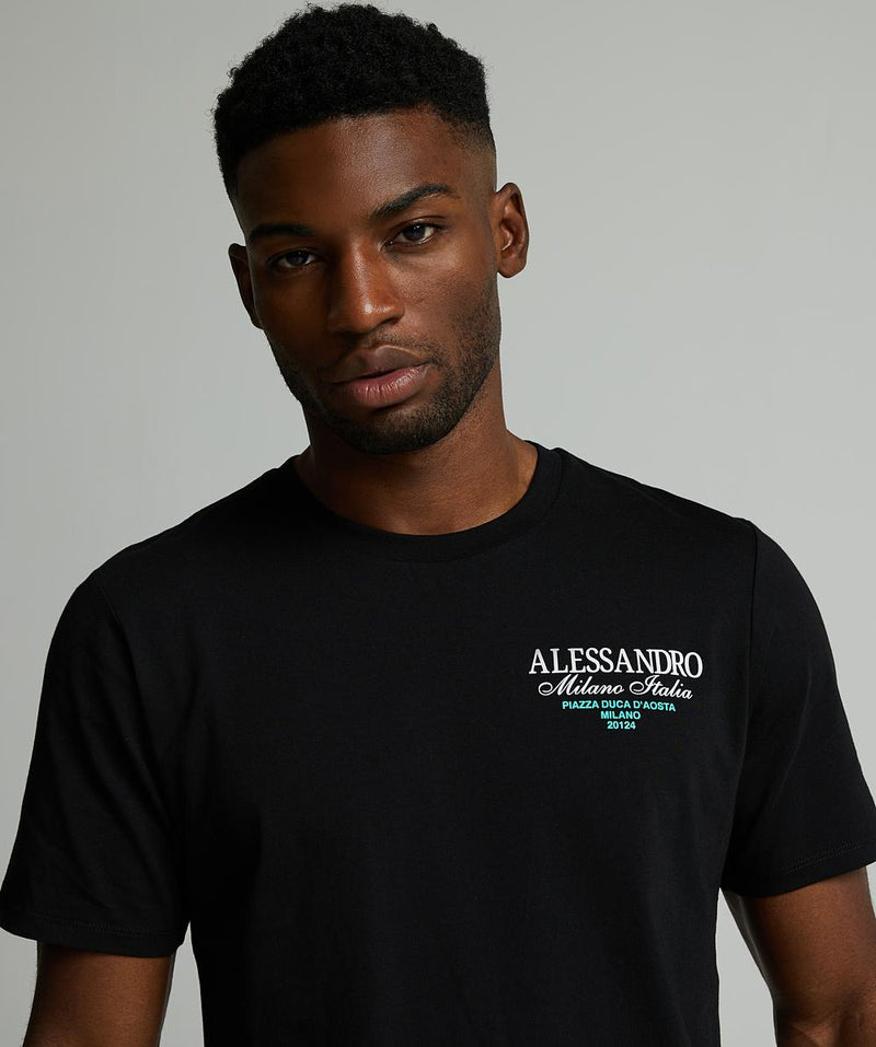 Alessandro Zavetti Montanelli T-Shirt JET BLACK / WHITE / TIFFANY