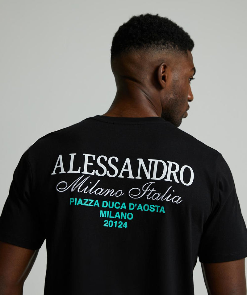 Alessandro Zavetti Montanelli T-Shirt JET BLACK / WHITE / TIFFANY