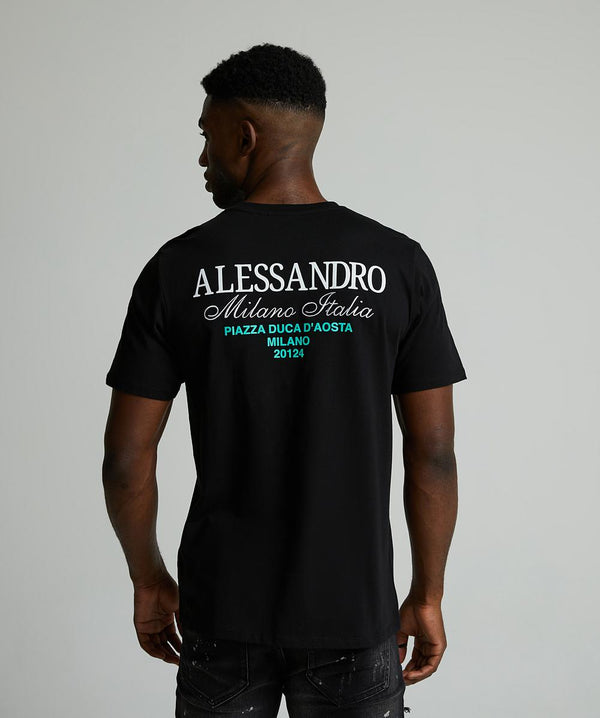 Alessandro Zavetti Montanelli T-Shirt JET BLACK / WHITE / TIFFANY