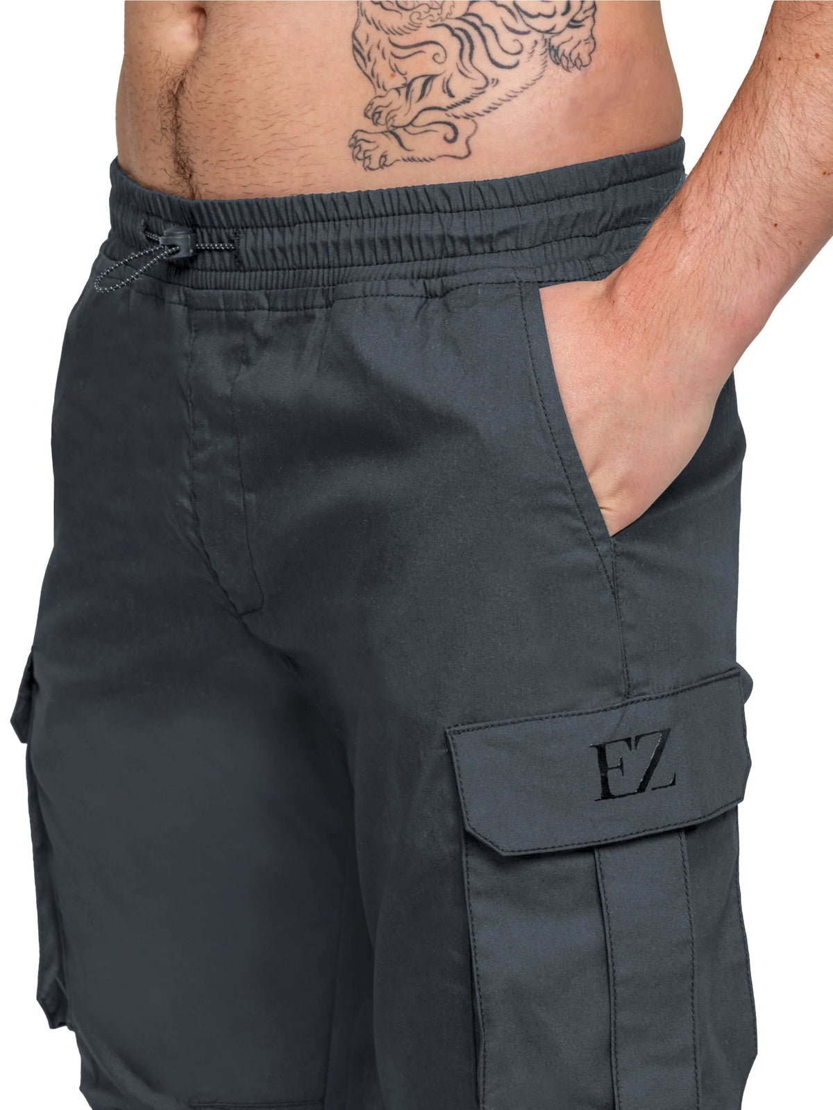 Enzo Jeans Nicolas Tapered Cargo Pants Charcoal