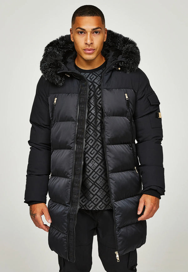 Glorious Gangsta BALZOR LONGLINE PUFFER JACKET - Black