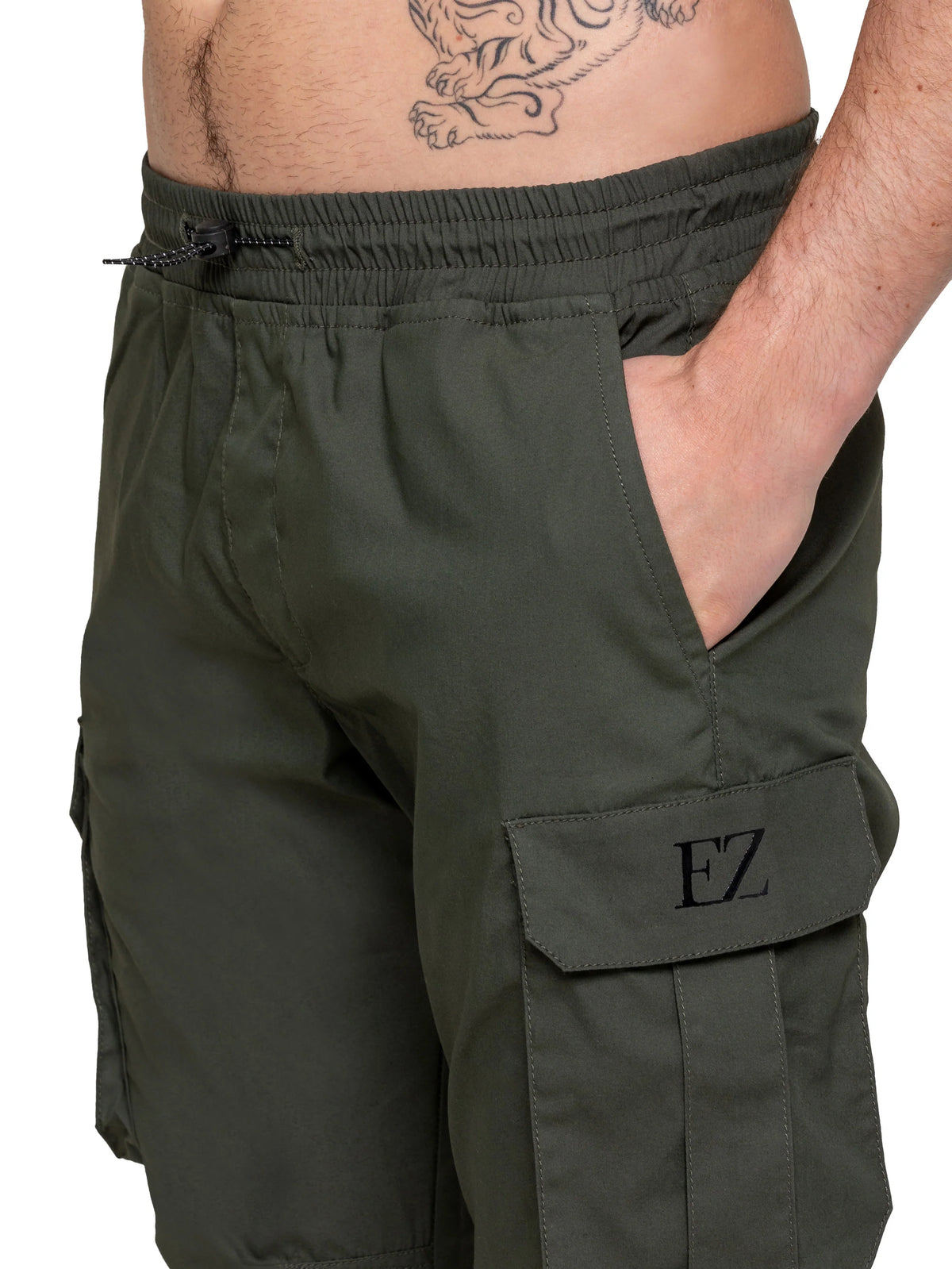 Enzo Jeans Nicolas Tapered Cargo Pants Khaki