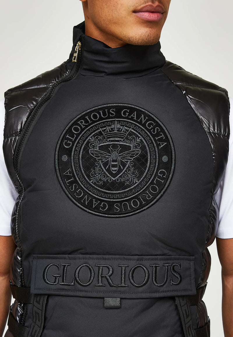 Glorious Gangsta BAZOR GILLET Waistcoat - Black