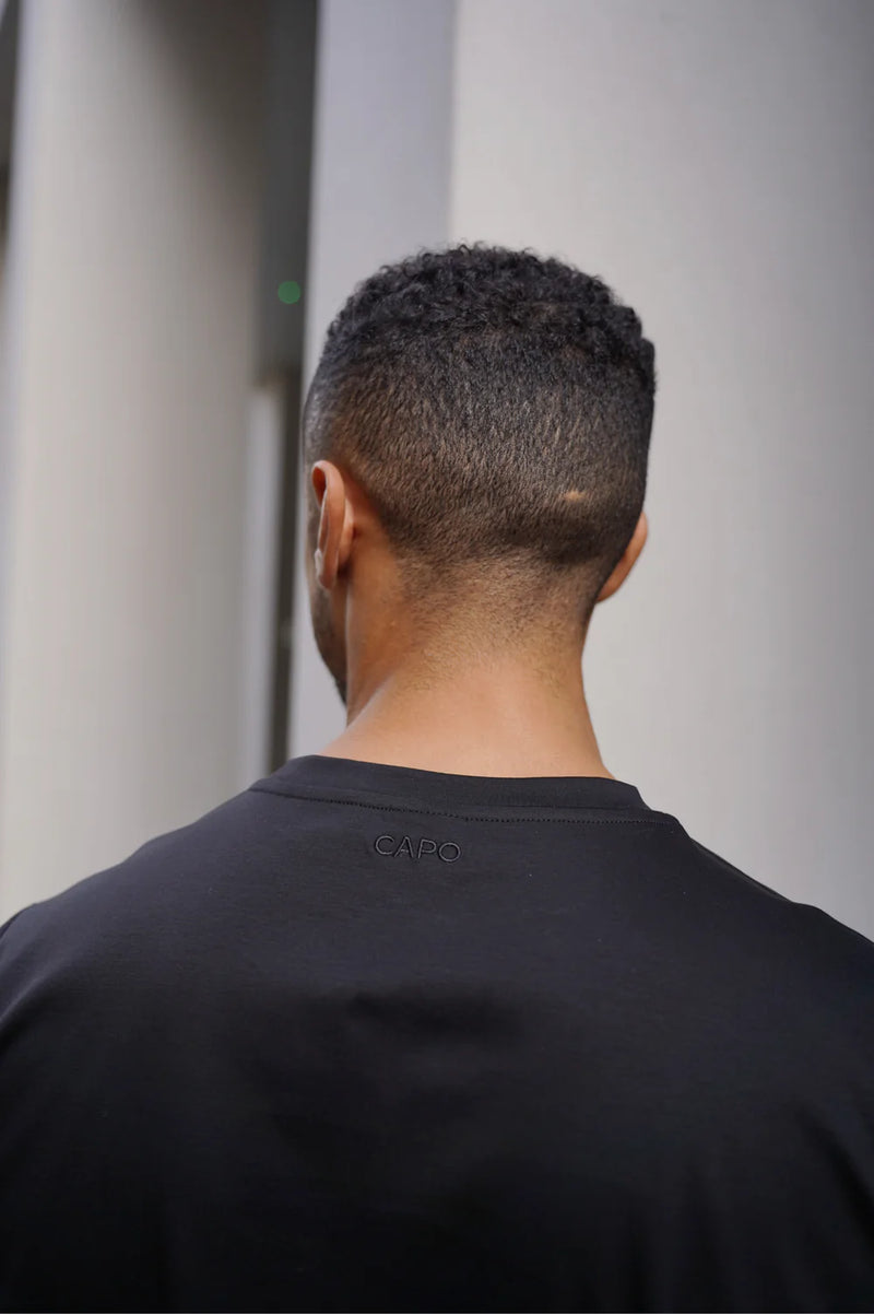 Capo MERCERISED Cotton Crew Neck T-Shirt - BLACK