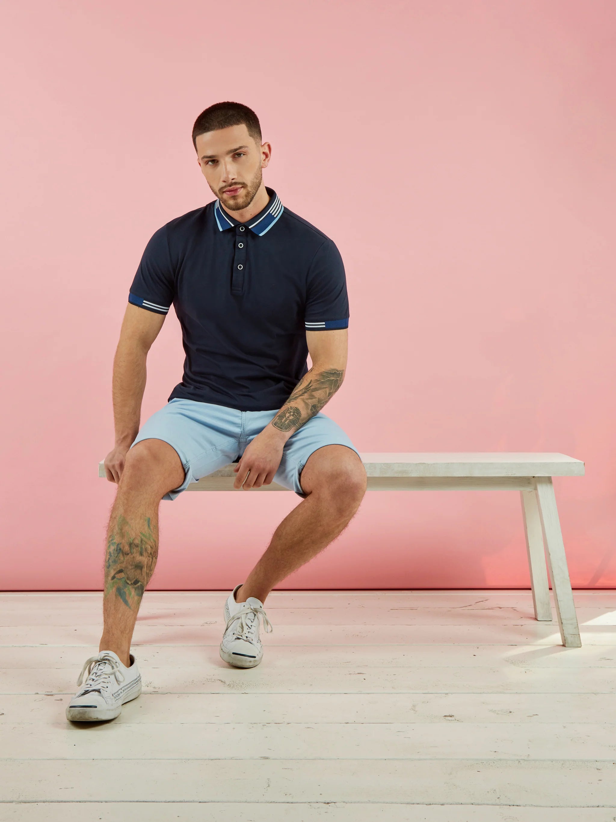 Mish Mash Regular Fit Cotton Jersey Polo Oslo - NAVY