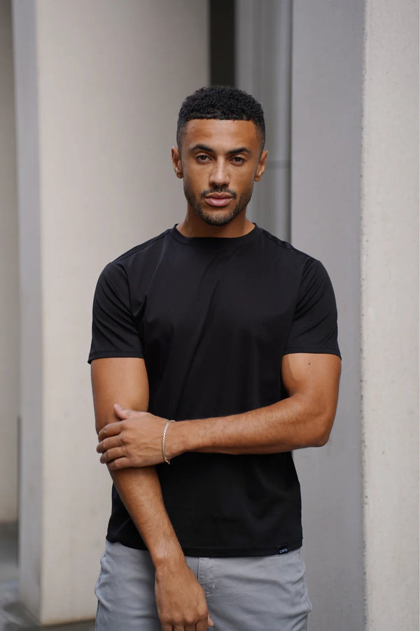 Capo MERCERISED Cotton Crew Neck T-Shirt - BLACK