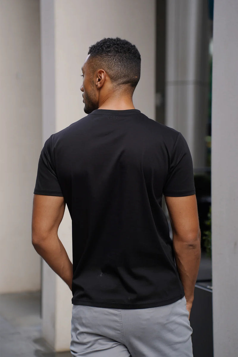 Capo MERCERISED Cotton Crew Neck T-Shirt - BLACK