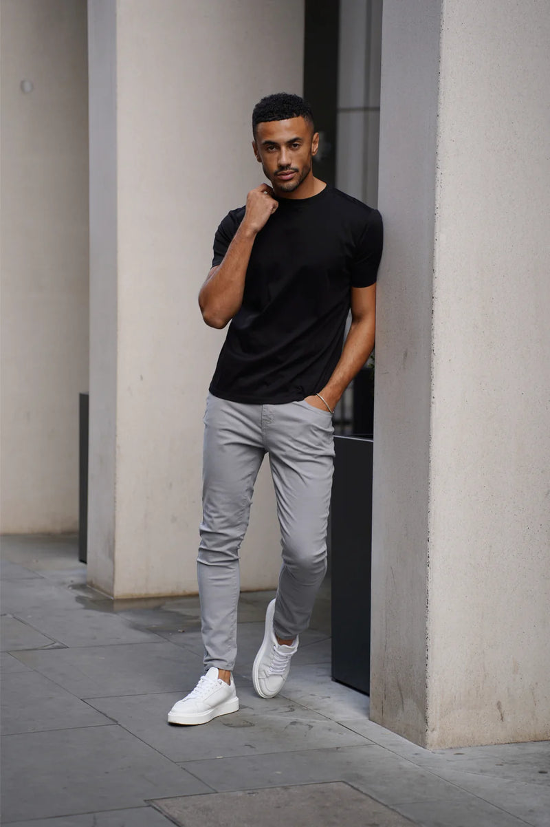 Capo MERCERISED Cotton Crew Neck T-Shirt - BLACK