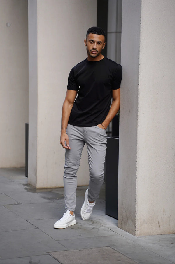 Capo MERCERISED Cotton Crew Neck T-Shirt - BLACK
