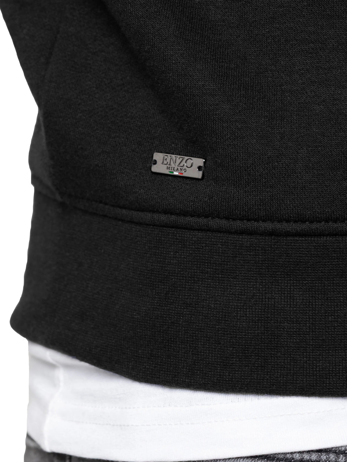 Enzo Jeans Maximo Half Zip Fleece Sweatshirt Black