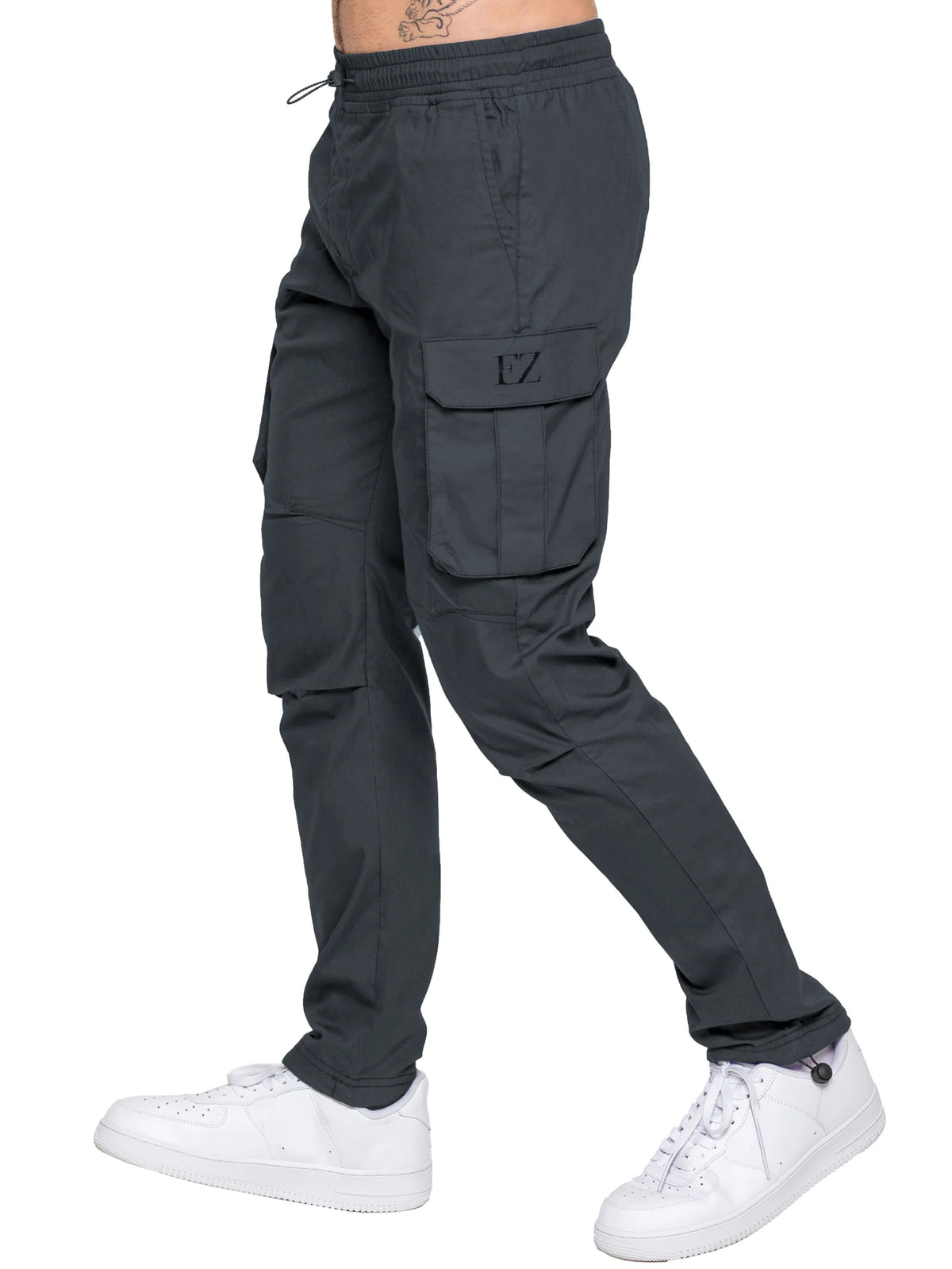 Enzo Jeans Nicolas Tapered Cargo Pants Charcoal