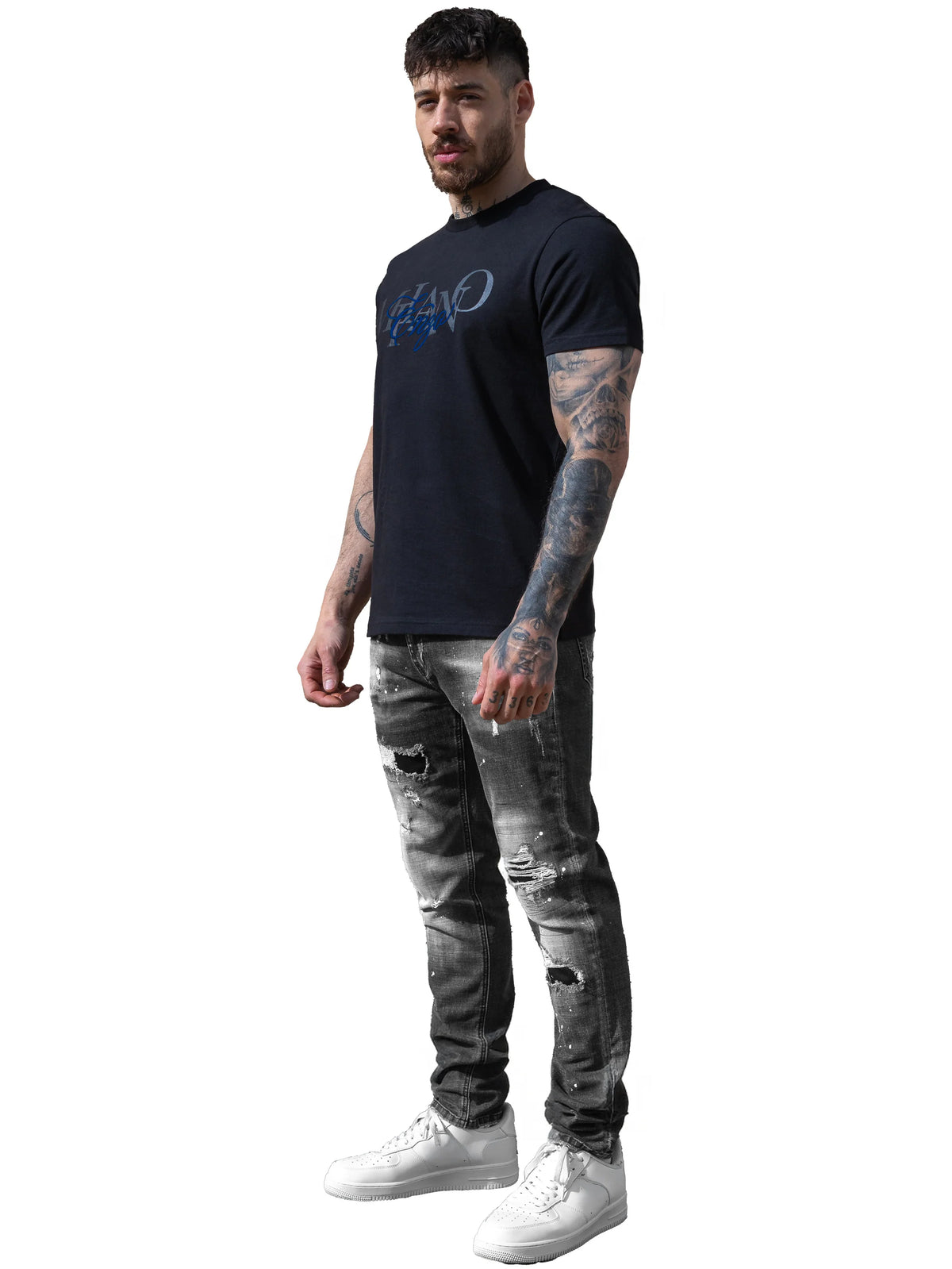 Enzo Jeans Rocco Slim Fit Ripped Jeans Grey