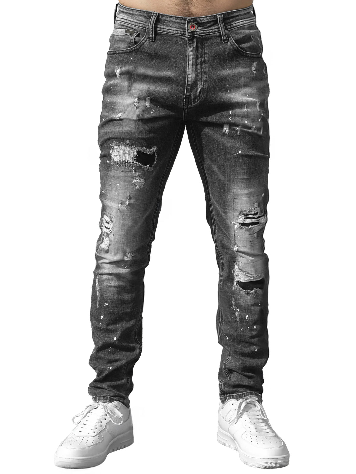 Enzo Jeans Rocco Slim Fit Ripped Jeans Grey