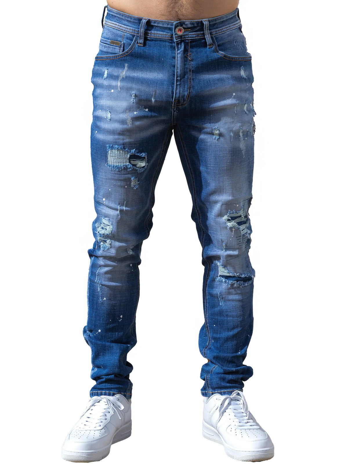 Enzo Jeans Rocco Slim Fit Ripped Jeans Light Blue