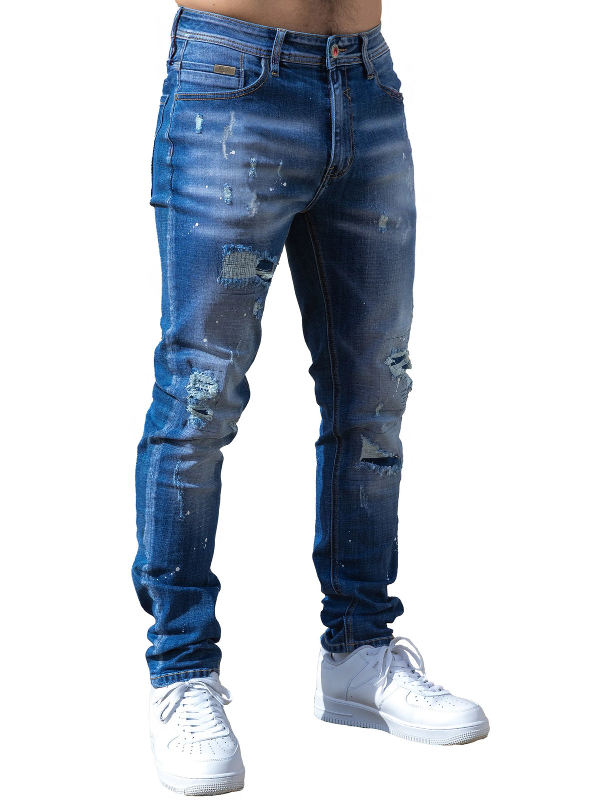 Enzo Jeans Rocco Slim Fit Ripped Jeans Light Blue